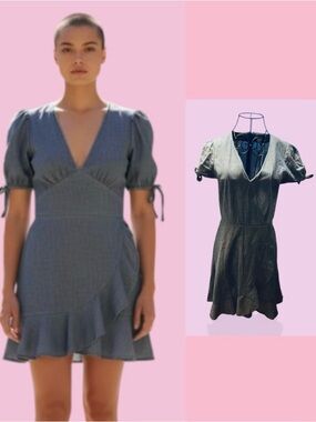 J. Crew jean V-Neck Puff Sleeve Mini Dress